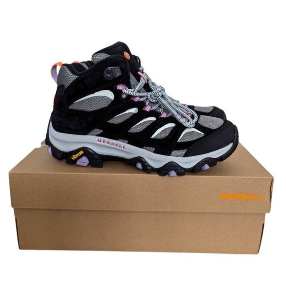 Merrell Women's Moab 3 Mid Waterproof Hiking Boot Black Pink Size 8.5 - Picture 5 of 10